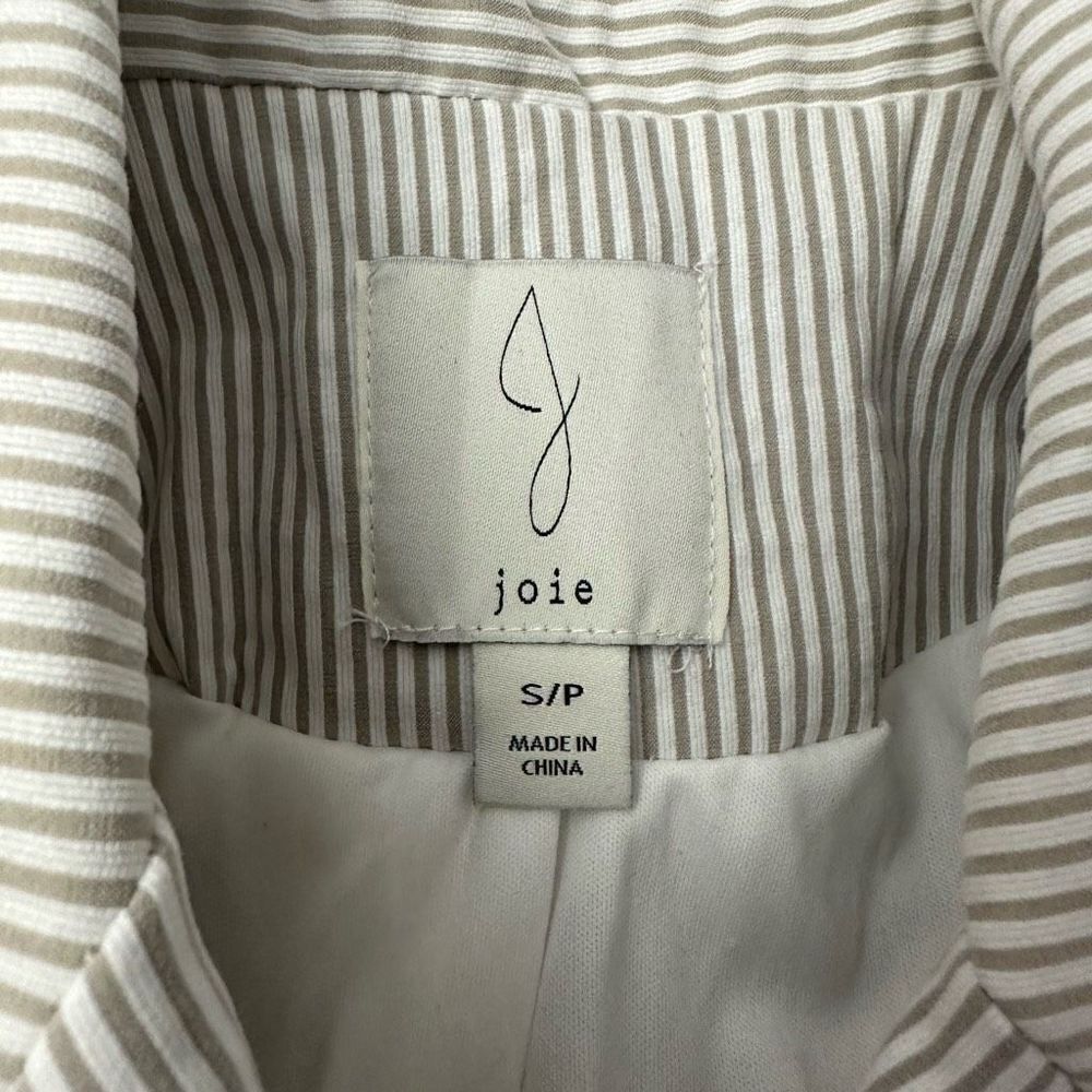 JOIE Beige‎ Pinstriped Notched Collar Blazer Coat size 4 - Picture 6 of 8